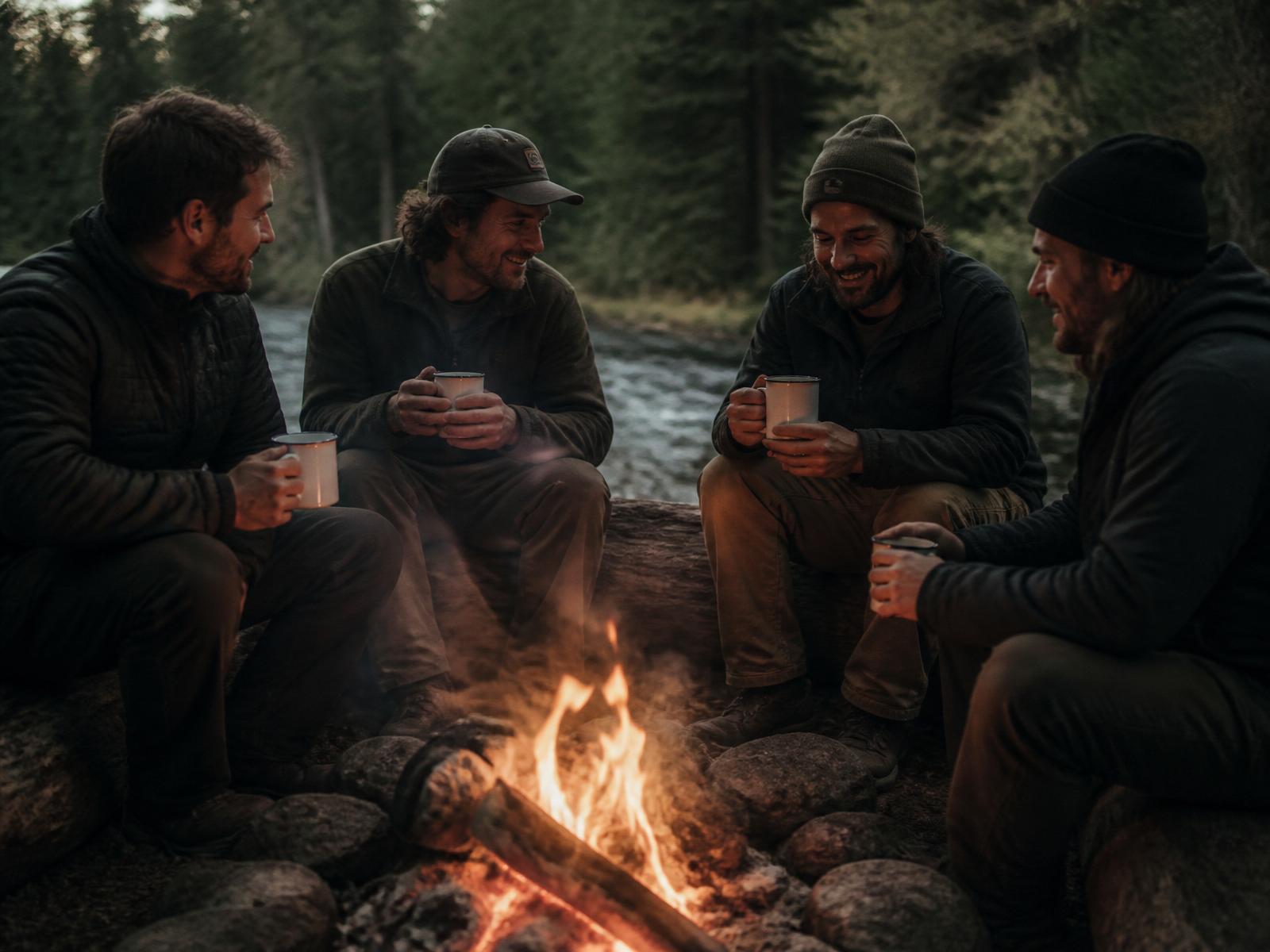 Men gathered around a campfire